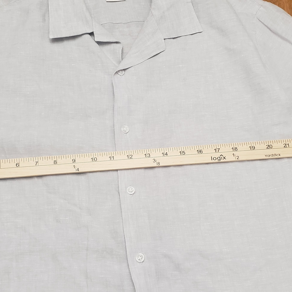 Trunks Surf & Swim Co. Large 100% Linen Men's Classic Gray Button-Down Shirt